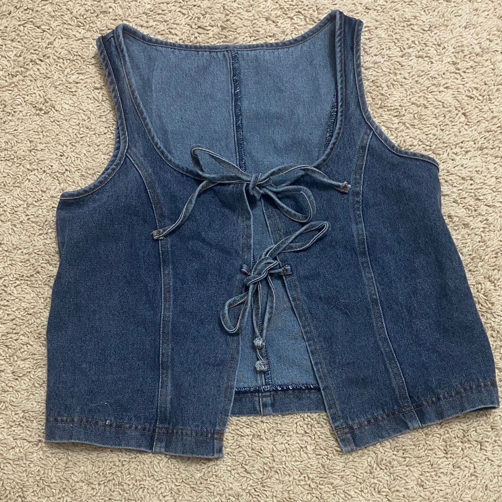 Denim Tie-Front Vest